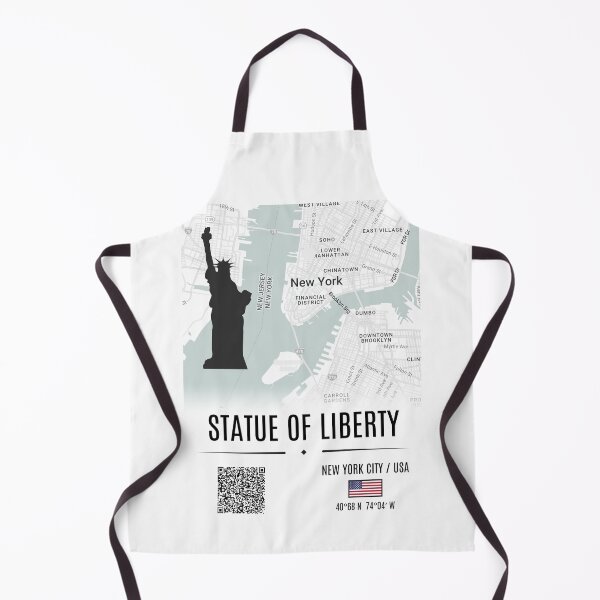 Item preview, Statue of Liberty Map Art: NYC Landmarks and USA Coordinates with QR code art designed and sold by Psycho-Crazy.