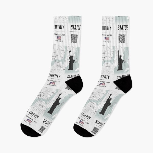 Item preview, Statue of Liberty Map Art: NYC Landmarks and USA Coordinates with QR code art designed and sold by Psycho-Crazy.