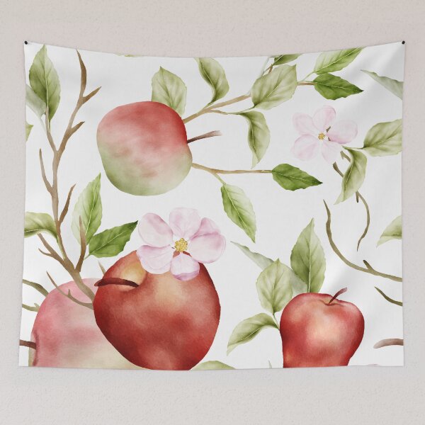 Item preview, Botanical Red Apple Seamless Pattern designed and sold by kimberpix.