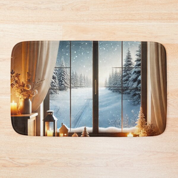 Item preview, Cozy Bedroom Overlooking Frozen Christmas Tundra designed and sold by GrizzlyCollective.