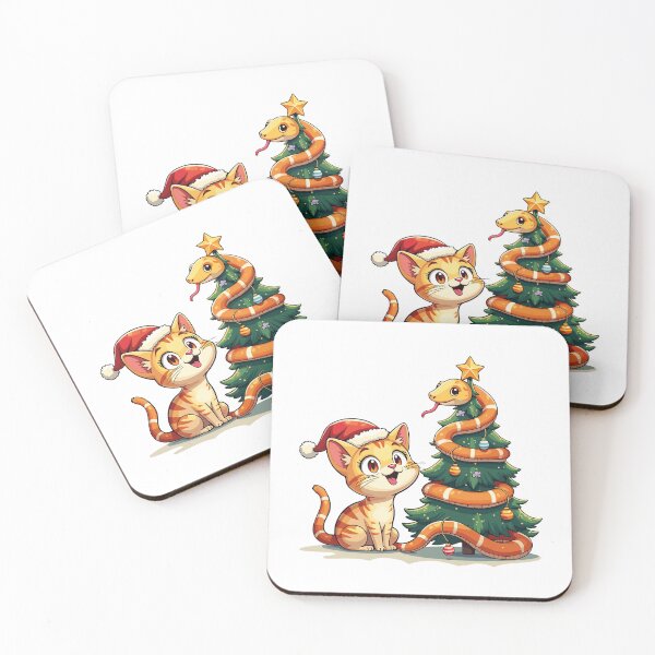 Item preview, snake christmas / cat and snake christmas designed and sold by Krasnovaovaova.