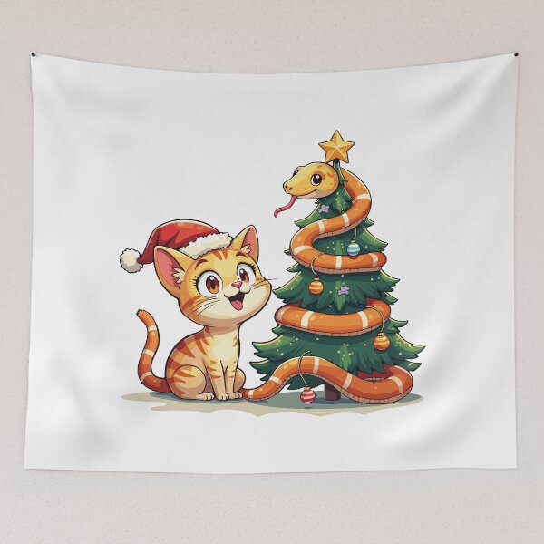 Item preview, snake christmas / cat and snake christmas designed and sold by Krasnovaovaova.