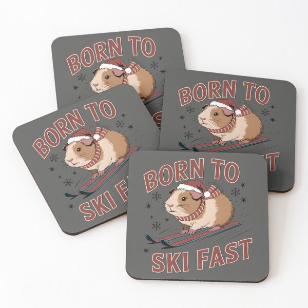 Item preview, Christmas Guinea Pig born to ski fast designed and sold by FriendlyLlama.