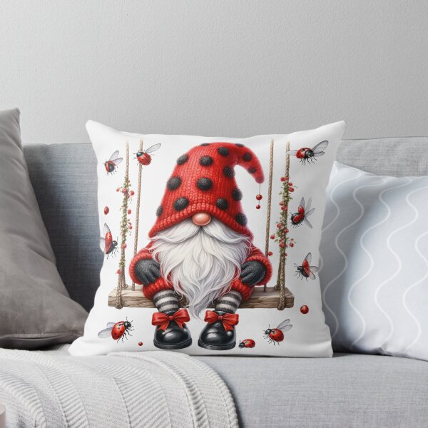 Item preview, Ladybug Gnome on Swing – Whimsical Red and Black Design designed and sold by CvitikPrinty.