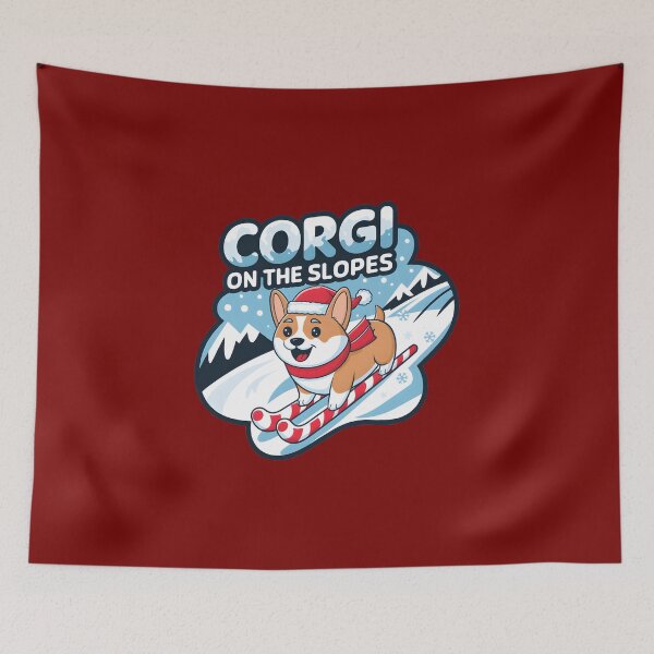 Item preview, Corgi on the slopes christmas time designed and sold by FriendlyLlama.