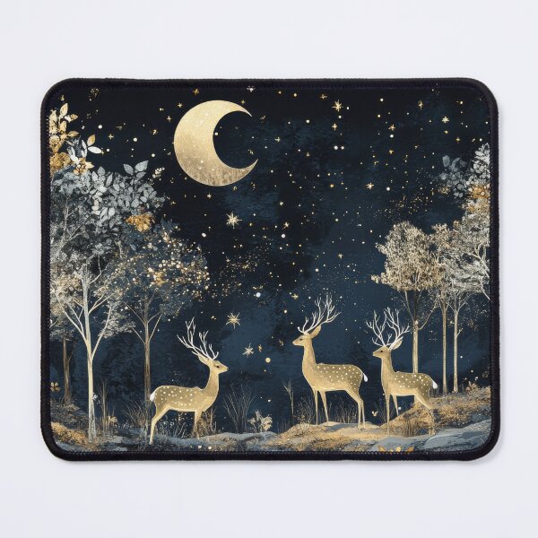 Item preview, Beautiful fantasypainting of deers in the forest under starry sky designed and sold by MargaretWiktor.