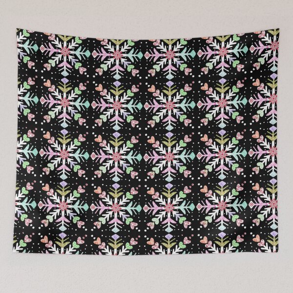 Item preview, Festive Snowflakes and Hearts Watercolor Pattern – Holiday Winter Design / Christmas Snowflakes Hand Painted designed and sold by Victoria Rose.