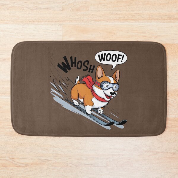 Item preview, Corgi on ski cute dog skiing designed and sold by FriendlyLlama.