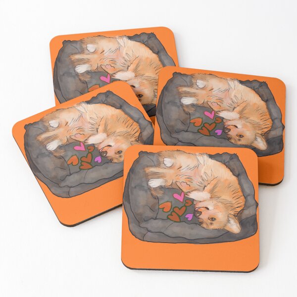Item preview, CORGI LOVE orange background designed and sold by MonicaArtist.