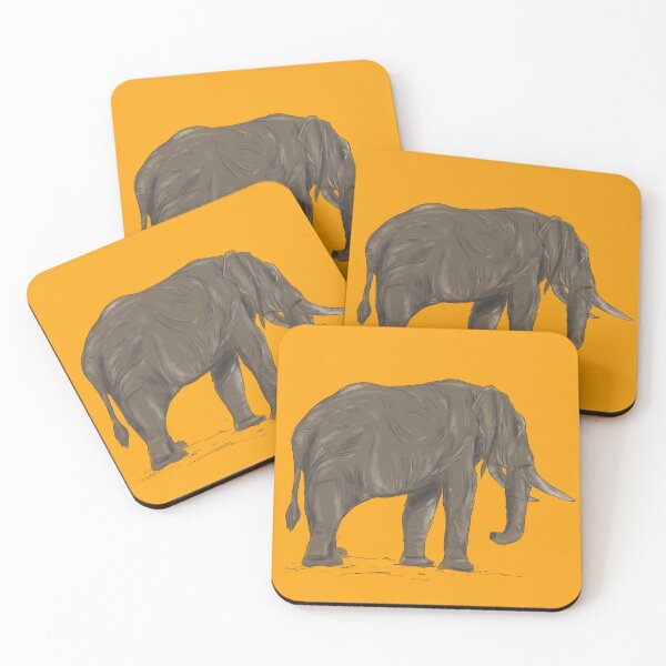 Item preview, Graceful Elephant with a Vibrant Orange Background designed and sold by WildlineArt.