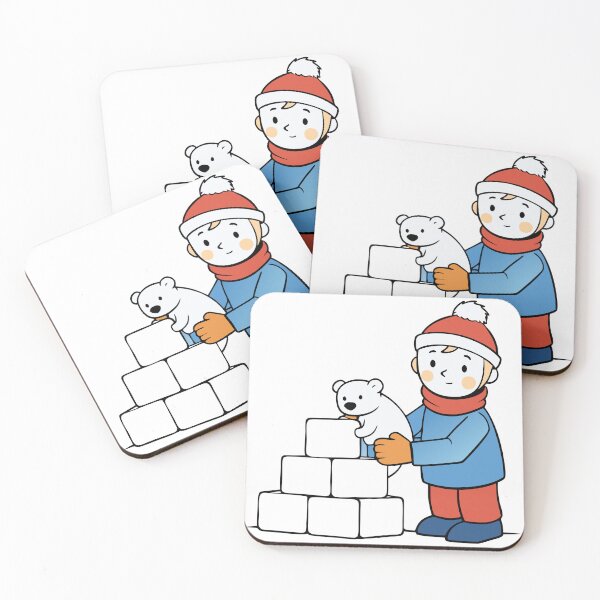Item preview, Child Building a Snow Fort with a Tiny Polar Bear designed and sold by omerfdln34.