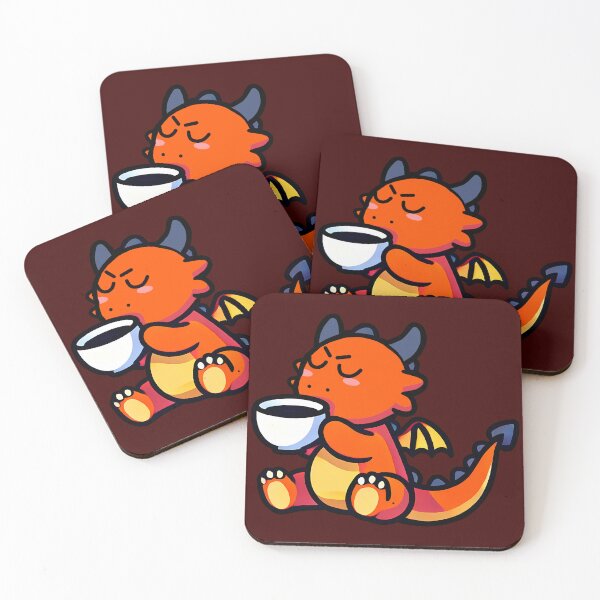 Item preview, Cute dragon drinking coffee designed and sold by CharmSpell.