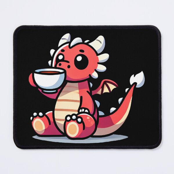 Item preview, Kawaii dragon drinking coffee designed and sold by CharmSpell.