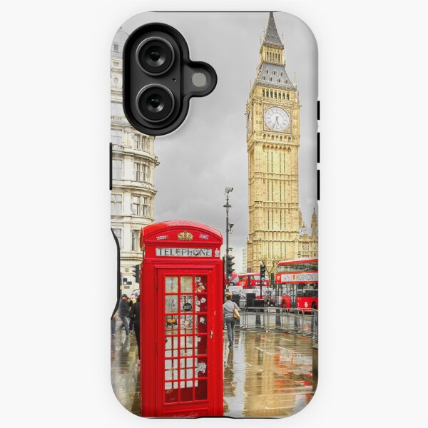 Aperçu de l'œuvre London Reds - Cabine téléphonique rouge avec bus Big Ben créée et vendue par Adam Gormley.