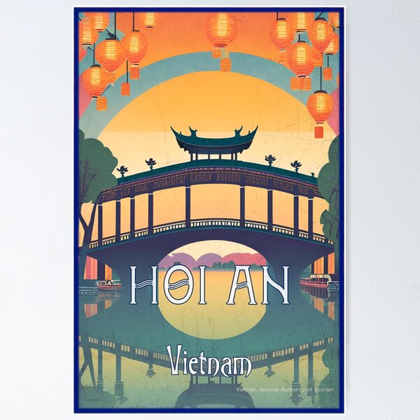 Item preview, Vintage Reisekunst – Hoi An Vietnam – Japanische Brücke und Laternen designed and sold by Lost-Horizons.
