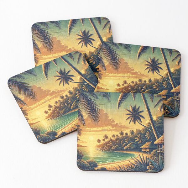 Item preview, Tropical Bamboo Hut Sunset designed and sold by GoddessTropics.