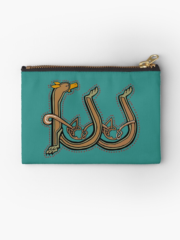 Thumbnail 1 of 4, Zipper Pouch, Celtic Hound Letter W designed and sold by Donnahuntriss.