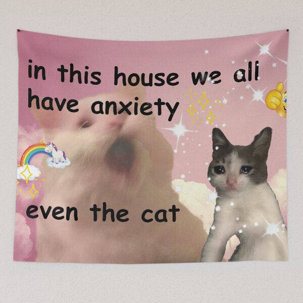 Item preview, in this house we all have anxiety even the cat designed and sold by alisonm47.