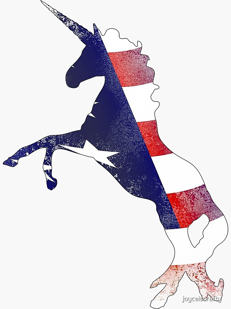unicorn patriotic usa flag sticker by joyceiscrafty  redbubble