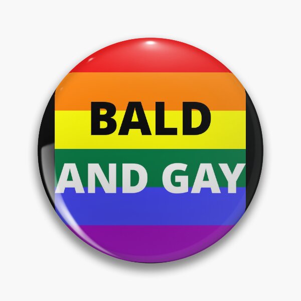 Item preview, BALD AND GAY on rainbow background designed and sold by uniqueitems.
