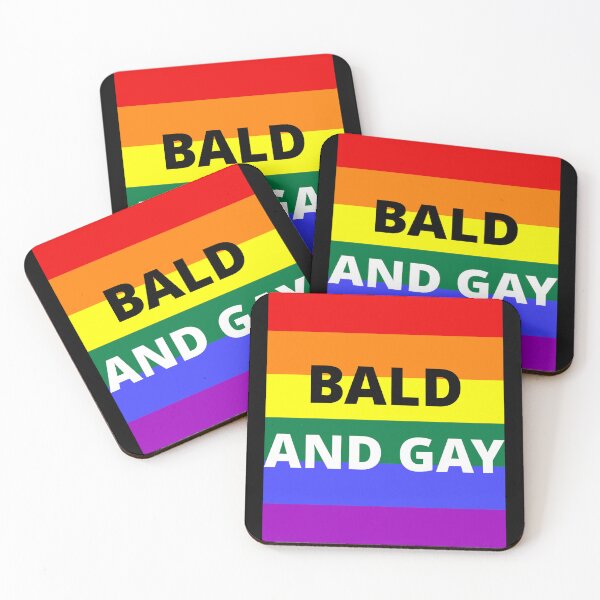 Item preview, BALD AND GAY on rainbow background designed and sold by uniqueitems.