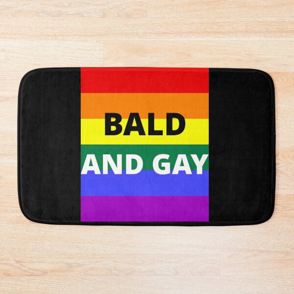 Item preview, BALD AND GAY on rainbow background designed and sold by uniqueitems.