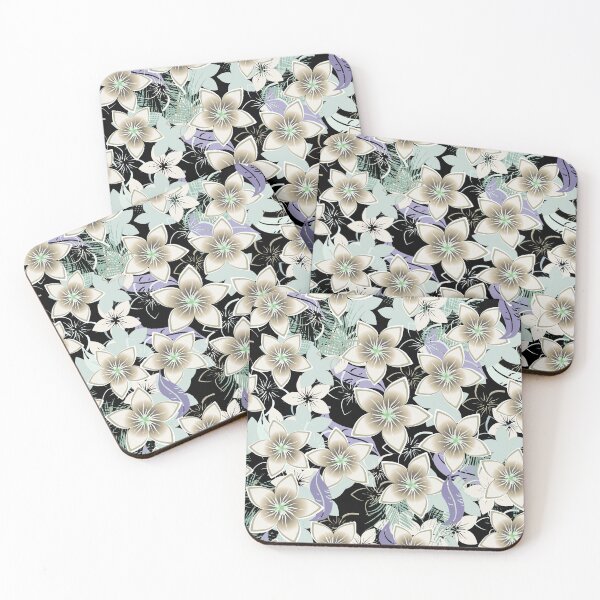 Item preview, White Hawaiian Blossom On Black Seamless Pattern designed and sold by Sharon Schwalbe.