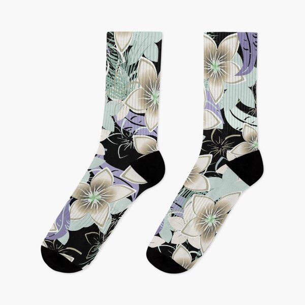 Item preview, White Hawaiian Blossom On Black Seamless Pattern designed and sold by Sharon Schwalbe.