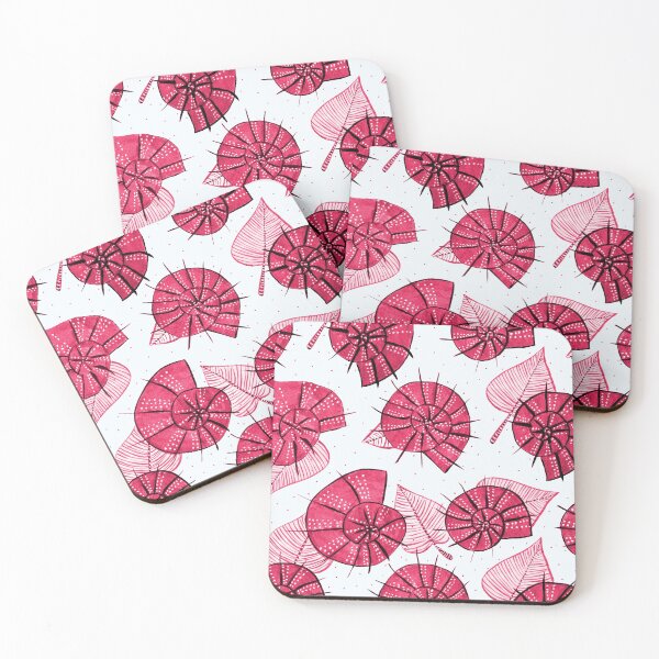 Item preview, Pink Snails And Leaves Ink Drawn Pattern designed and sold by Boriana Giormova.