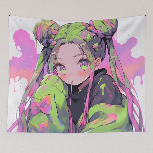Item preview, Pastel Neon Paint Drip Anime Girl designed and sold by bubblegoth.