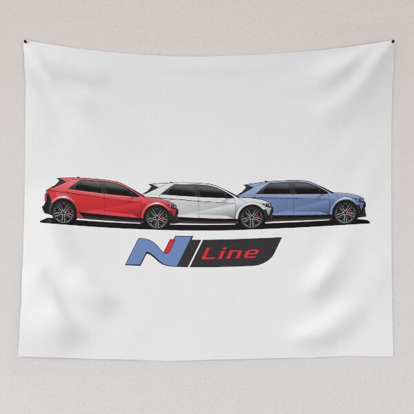 Item preview, Ioniq 5 N line Red White Blue illustration designed and sold by blackdogshop.