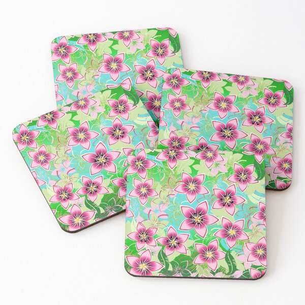 Item preview, Pink Hawaiian Blossom On Green and Blue Gradient Seamless Pattern designed and sold by Sharon Schwalbe.