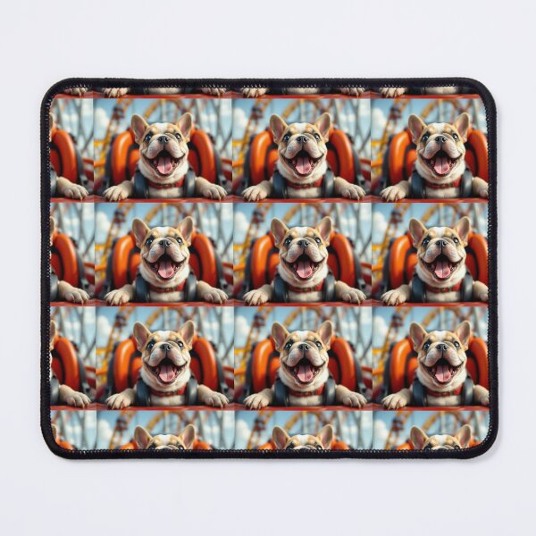 Item preview, Adorable Bulldog puppy capturing a selfie on a roller coaster designed and sold by AlwaysHome.