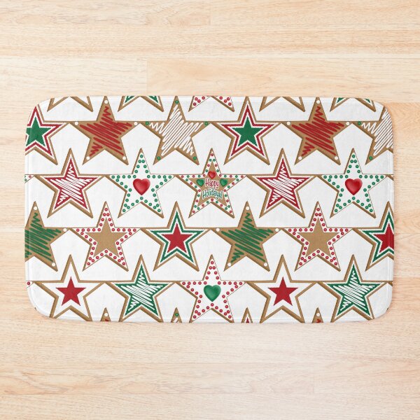 Item preview, Gingerbread Cookie Star Pattern // Red, Green, White // Hearts and Happy Holidays Quote designed and sold by Elsy's Art.