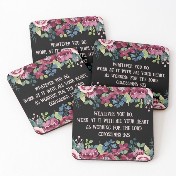 Item preview, Working for the Lord Colossians 3:23 Whatever you Do Bible Verse Midnight Watercolor Floral Botanical  designed and sold by Neeshki.