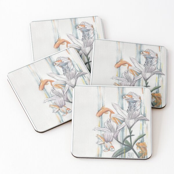Item preview, Etherial Goldfish --- White Lillies | Goldfish | Watercolor designed and sold by Raquellibee.