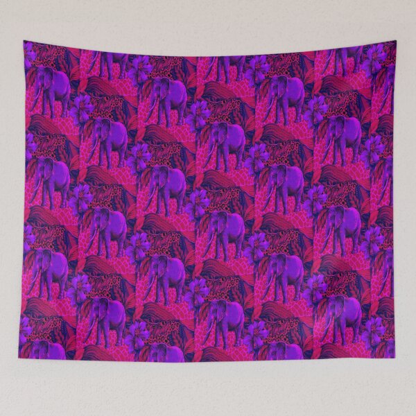 Item preview, Elephant in vibrant shades of red and purple designed and sold by yonni.