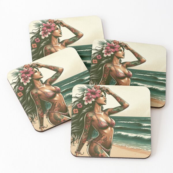 Item preview, GODDESS OF THE TROPICS - Tattooed Goddess of the Waves designed and sold by GoddessTropics.