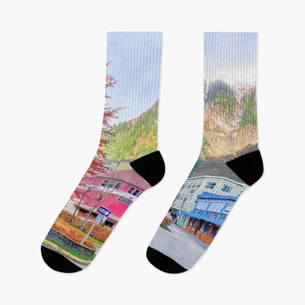 Item preview, Juneau Alaska USA Main Street Snow Capped Mountains designed and sold by Adam Gormley.