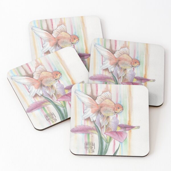 Item preview, Etherial gold fish Pink Lilly | Goldfish | Watercolor designed and sold by Raquellibee.