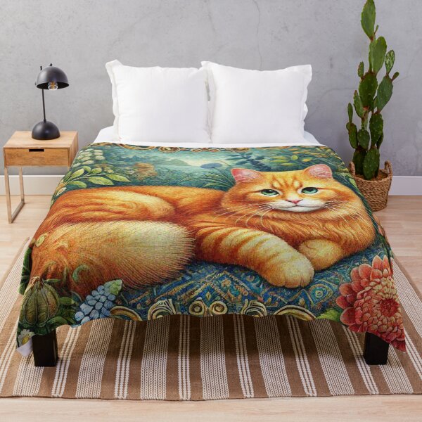 Item preview, Ginger Orange Cat in Flower Garden designed and sold by Illuministique.
