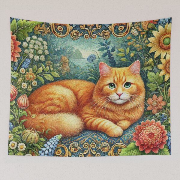 Item preview, Ginger Orange Cat in Flower Garden designed and sold by Illuministique.