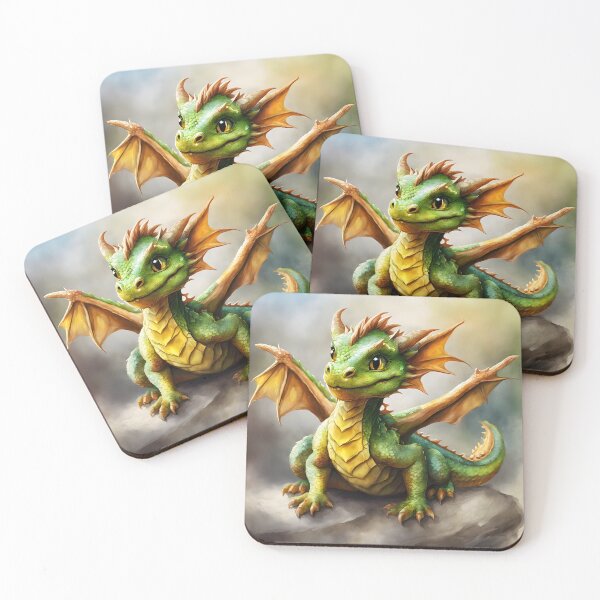 Item preview, A small green dragon smiles to show his friendliness. designed and sold by Vibes-vintage.