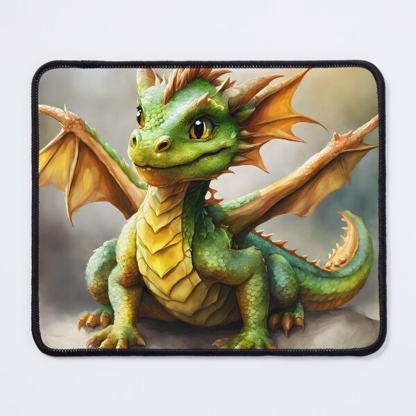 Item preview, A small green dragon smiles to show his friendliness. designed and sold by Vibes-vintage.
