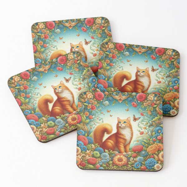 Item preview, Ginger Orange Cat in Flower Garden designed and sold by Illuministique.