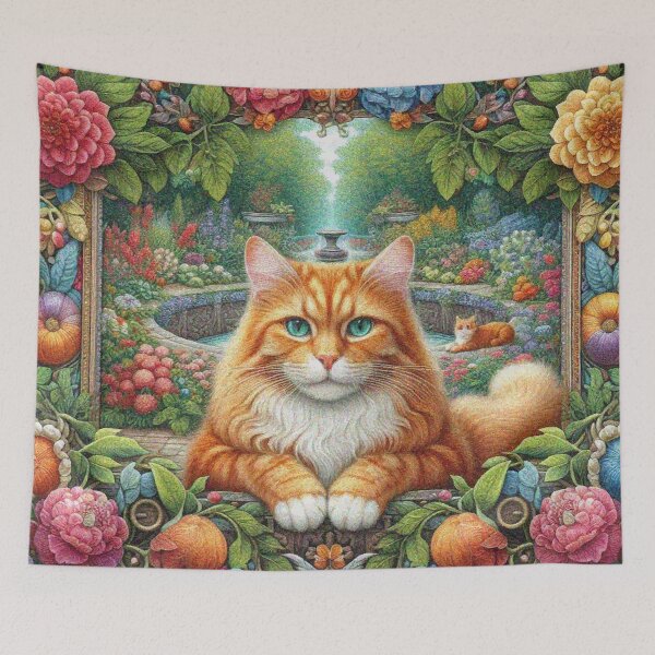 Item preview, Ginger Orange Cat in Flower Garden designed and sold by Illuministique.