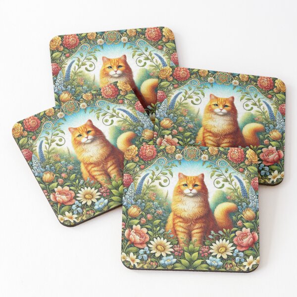 Item preview, Ginger Orange Cat in Flower Garden designed and sold by Illuministique.