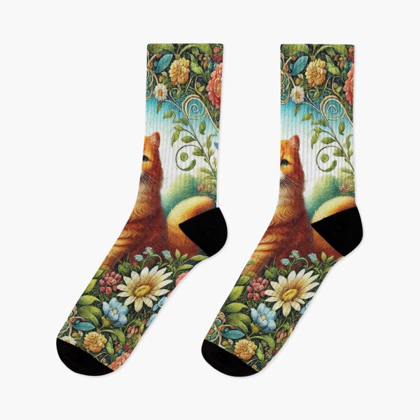 Item preview, Ginger Orange Cat in Flower Garden designed and sold by Illuministique.
