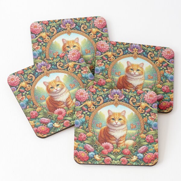 Item preview, Ginger Orange Cat in Flower Garden designed and sold by Illuministique.