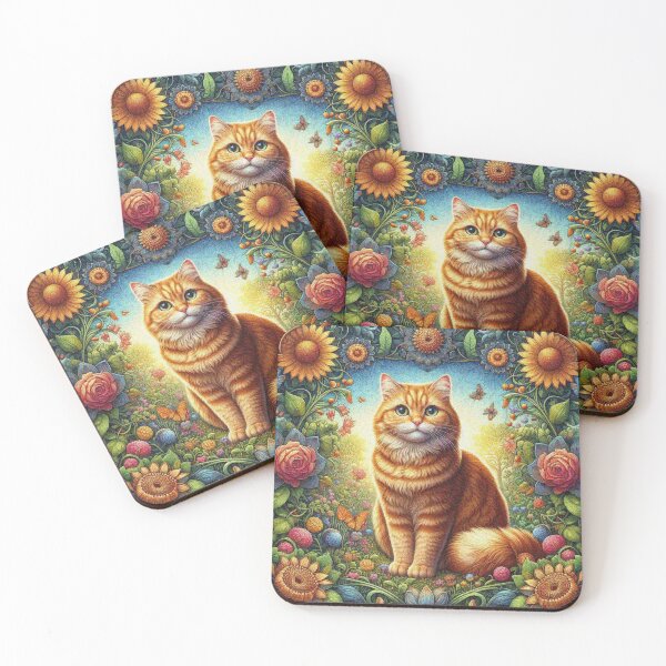 Item preview, Ginger Orange Cat in Flower Garden designed and sold by Illuministique.